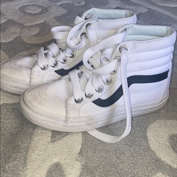vans high tops white with black stripe
